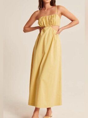 Abercrombie & Fitch Bubble Top Cut Out Maxi Yellow Dress- XS